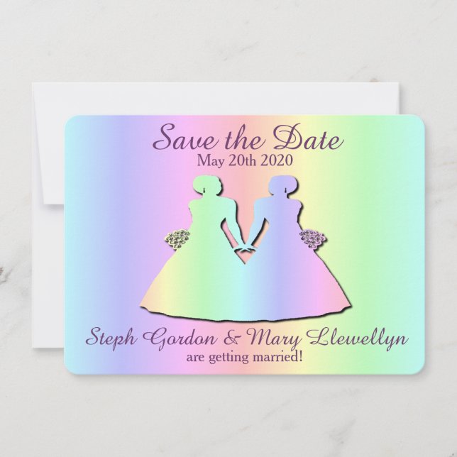 Lesbian Pride Wedding Save the Date Card (Front)