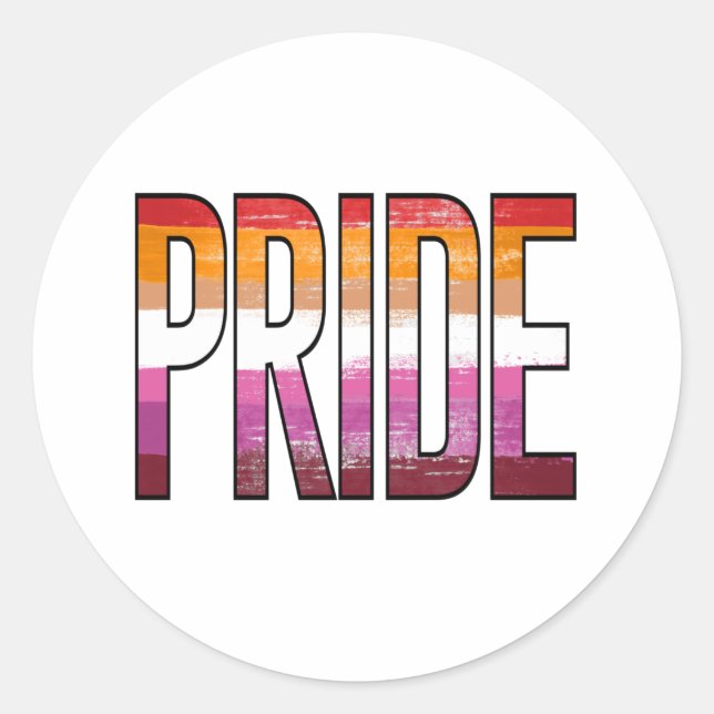 Lesbian Pride Word Classic Round Sticker (Front)