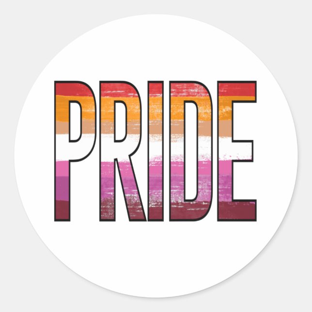 Lesbian Pride Word Classic Round Sticker (Front)