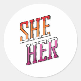 Lesbian Pronouns She Her Classic Round Sticker