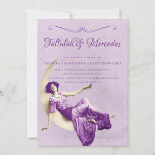 Lesbian Purple Vintage Wedding Invitation