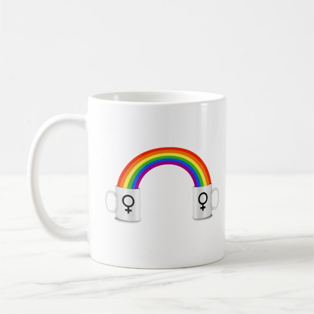 Lesbian Rainbow Coffee Date Mug (Left)