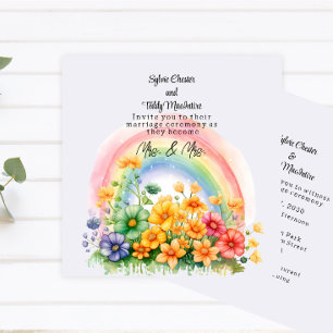 Lesbian Rainbow Wedding  Invitation