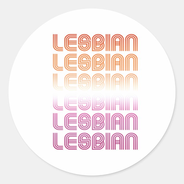 Lesbian Retro Pattern Design Classic Round Sticker (Front)
