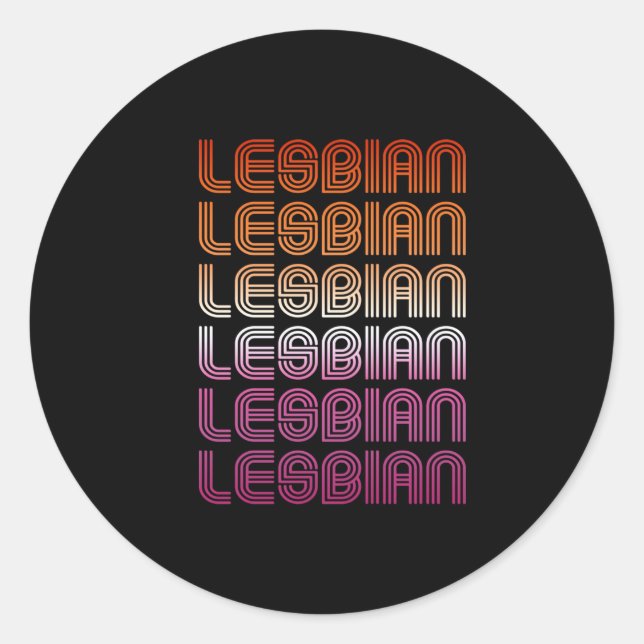 Lesbian Retro Pattern Design Classic Round Sticker (Front)
