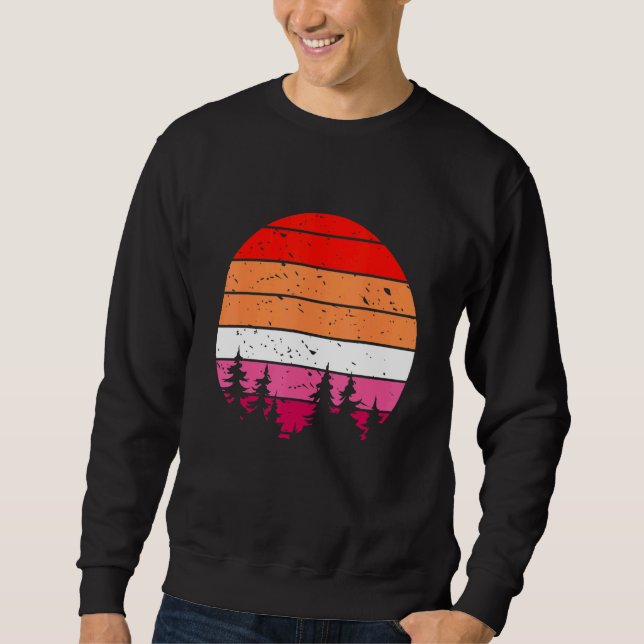 Lesbian Retro Sunset Gay And Lesbian Pride Lgbt Ga Sweatshirt (Front)