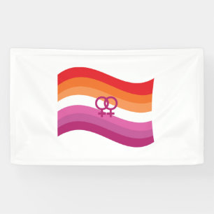 Lesbian Sunset Love Pride Wavy Flag Banner