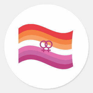 Lesbian Sunset Love Pride Wavy Flag Classic Round Sticker