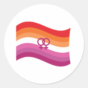 Lesbian Sunset Love Pride Wavy Flag Classic Round Sticker
