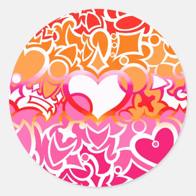Lesbian Sunset Pride Squiggle Classic Round Sticker (Front)