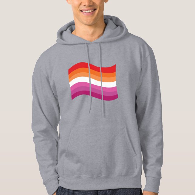 Lesbian Sunset Pride Wavy Flag Hoodie (Front)