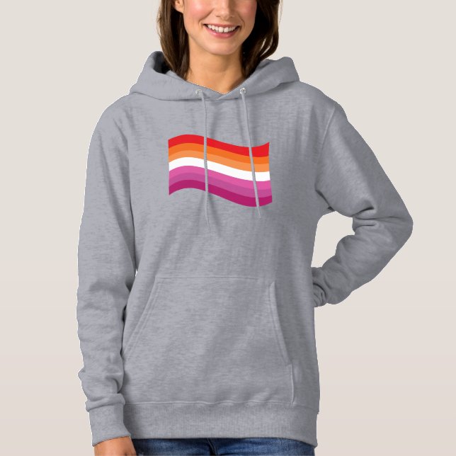 Lesbian Sunset Pride Wavy Flag Hoodie (Front)