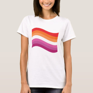 Lesbian Sunset Pride Wavy Flag T-Shirt