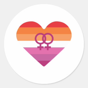 Lesbian Sunset WLW Heart Classic Round Sticker
