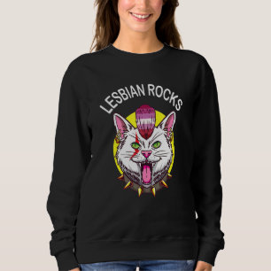 Lesbian Support Lesbian Rocks Cat Colours Of Lesbi Sweatshirt
