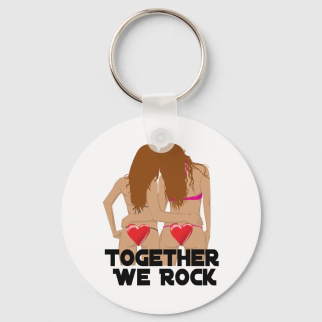 Lesbian Together We Rock Key Ring (Front)
