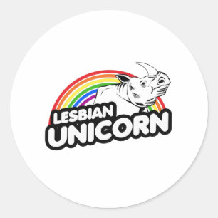 Lesbian Unicorn Rainbow Classic Round Sticker