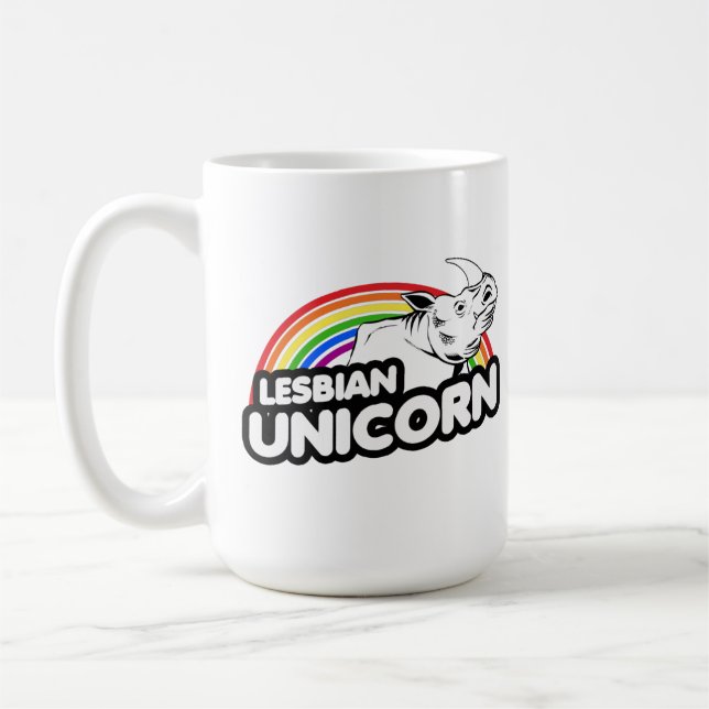 Lesbian Unicorn Rainbow Coffee Mug (Left)