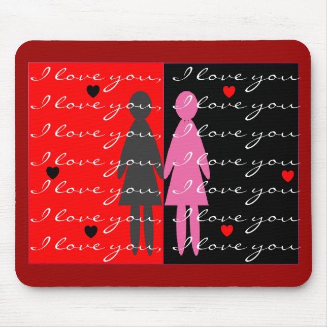 Lesbian Valentine cards and gifts Mouse Pad (Front)