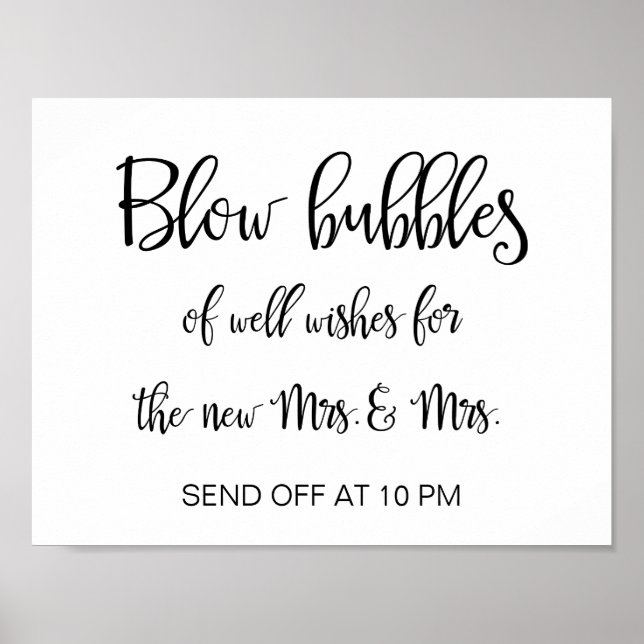 Lesbian Wedding Bubbles Sign | Calligraphy (Front)