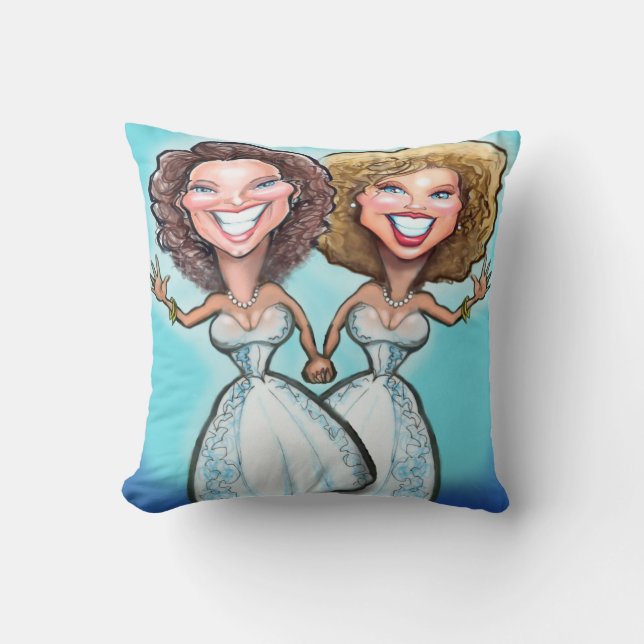 Lesbian Wedding Cake Toppers Cushion (Front)