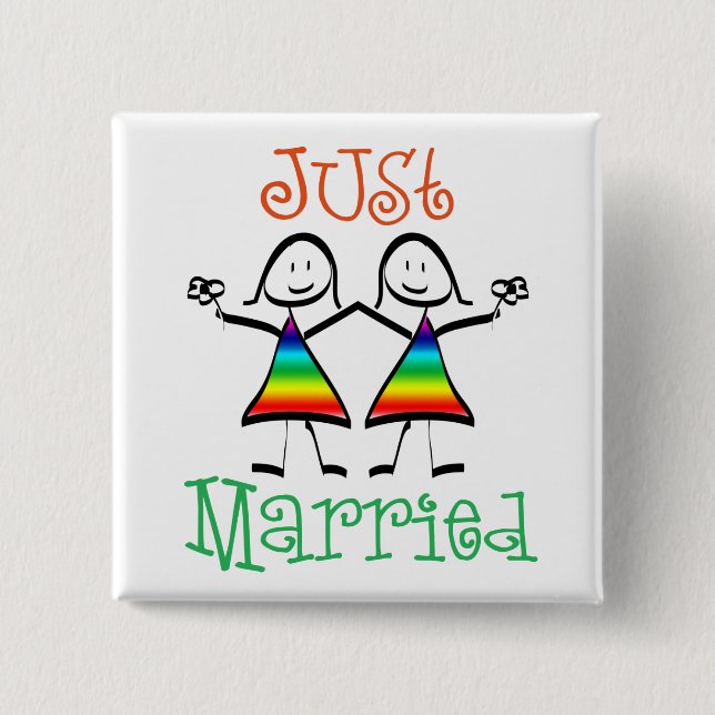 Lesbian Wedding Favours 15 Cm Square Badge (Front)