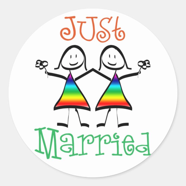 Lesbian Wedding Favours Classic Round Sticker (Front)