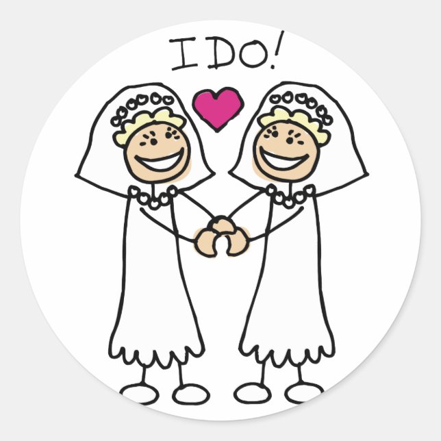 Lesbian Wedding Favours Classic Round Sticker (Front)