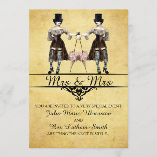 Lesbian Wedding - Gothic Steampunk Style Invitation