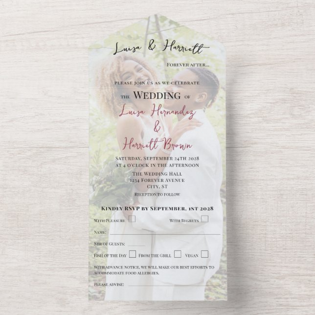 Lesbian Wedding Photo All In One Invitation (Inside)