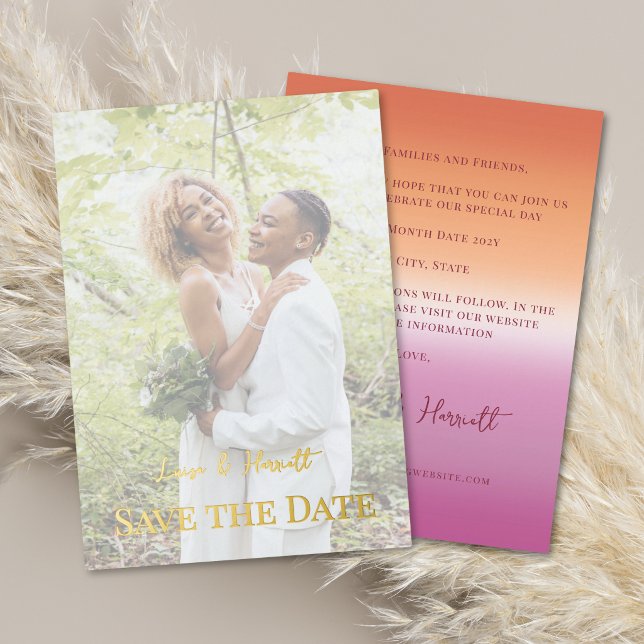 Lesbian Wedding Photo Pride Flag Gradient Gold (Creator Uploaded)