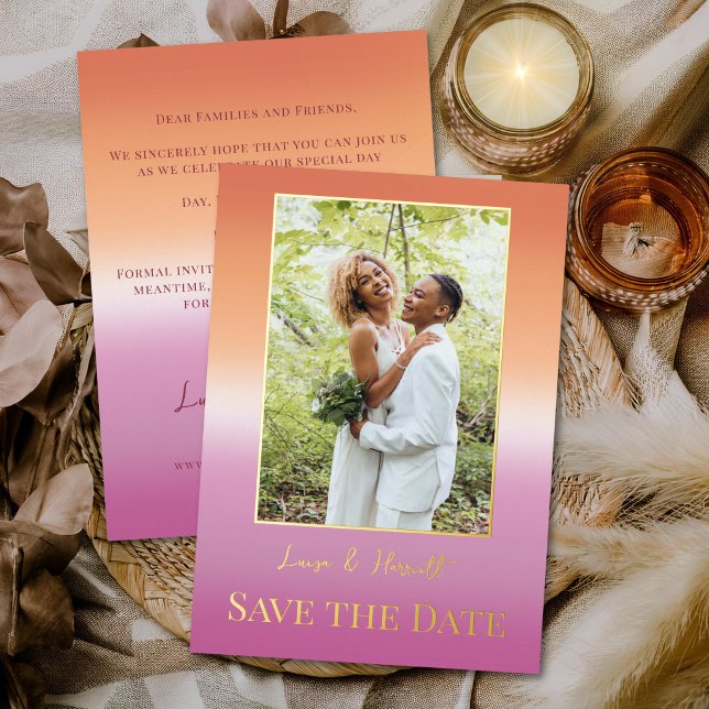 Lesbian Wedding Photo Pride Flag Gradient Gold (Creator Uploaded)