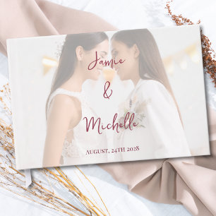 Lesbian Wedding Photo Pride Flag Gradient Guest Book