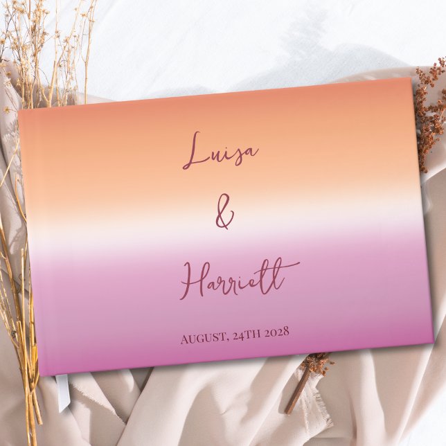 Lesbian Wedding Photo Pride Flag Gradient Guest Book (Creator Uploaded)