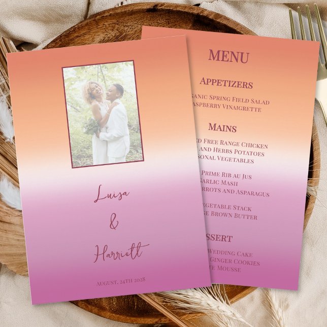 Lesbian Wedding Photo Pride Flag Gradient Menu (Creator Uploaded)