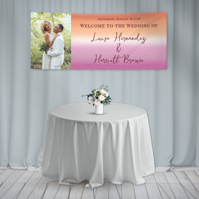 Lesbian Wedding Photo Pride Flag Gradient Welcome Banner (Creator Uploaded)