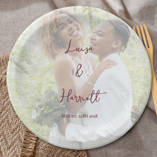Lesbian Wedding Photo Two Brides Party Paper Plate