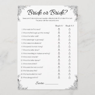 Lesbian Wedding Shower Game, Bride or Bride, Invitation