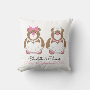 Lesbian Wedding Teddy Bear Brides gift Cushion