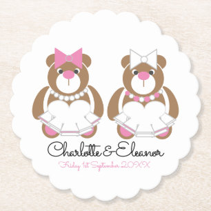 Lesbian Wedding Teddy Bear Brides  Paper Coaster