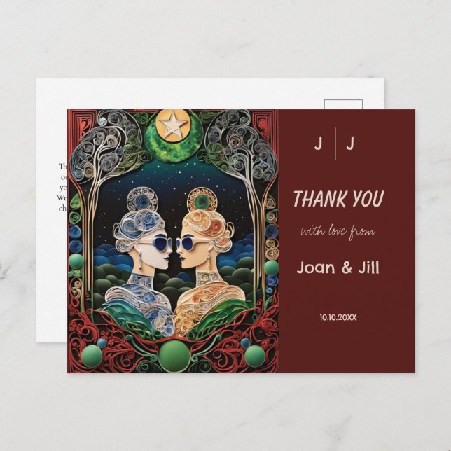 Lesbian Wedding Thank You  Postcard (Front/Back)