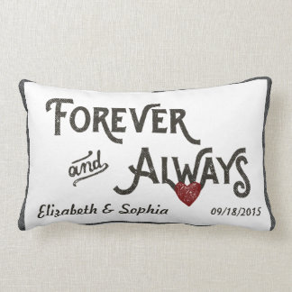 Lesbian White Forever Always Heart Personalised Lumbar Cushion