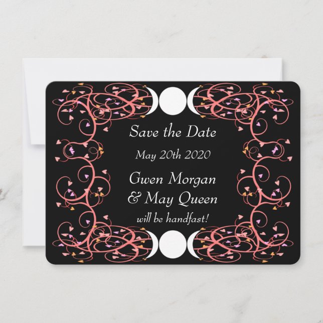 Lesbian Wiccan Wedding Save the Date Card (Front)