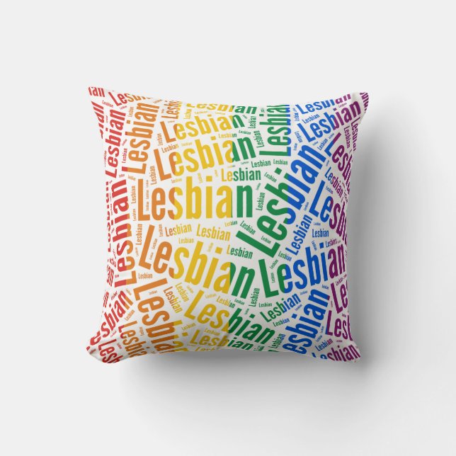 LESBIAN WORD PATTERN COLOR CUSHION (Front)