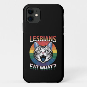 Lesbians Eat What Cat Humour LGBTQ Pride Flag iPhone 11 Case