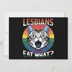 Lesbians Eat What Cat Humour LGBTQ Pride Flag  Invitation