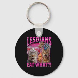 Lesbians Eat What_ Funny Cat Rude Gay Pride Lgbtq Key Ring