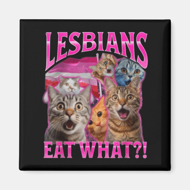 Lesbians Eat What_ Funny Cat Rude Gay Pride Lgbtq  Magnet (Front)
