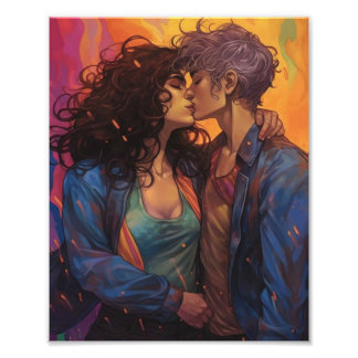 Lesbians in Love Beautiful Women Couple  Photo Print