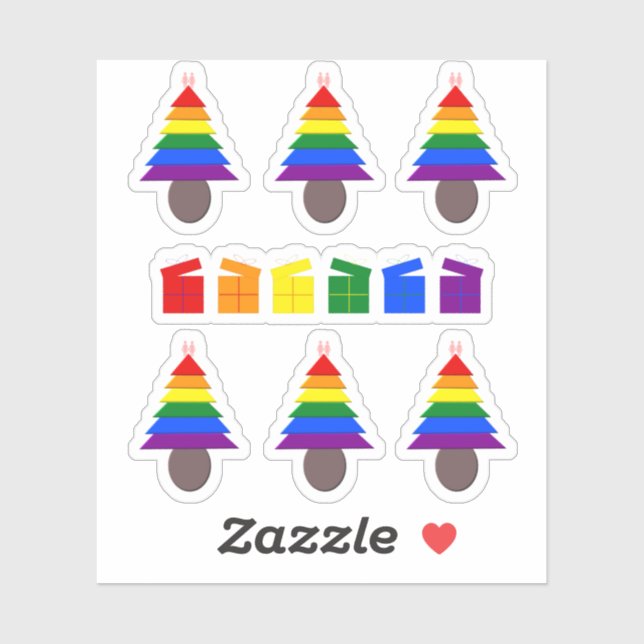 Lesbians Rainbow Christmas Tree and Presents (Sheet)